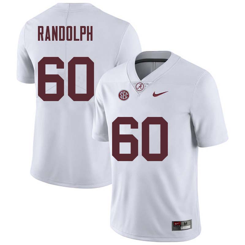 Alabama Crimson Tide Men's Kendall Randolph #60 White NCAA Nike Authentic Stitched College Football Jersey CE16F08LW